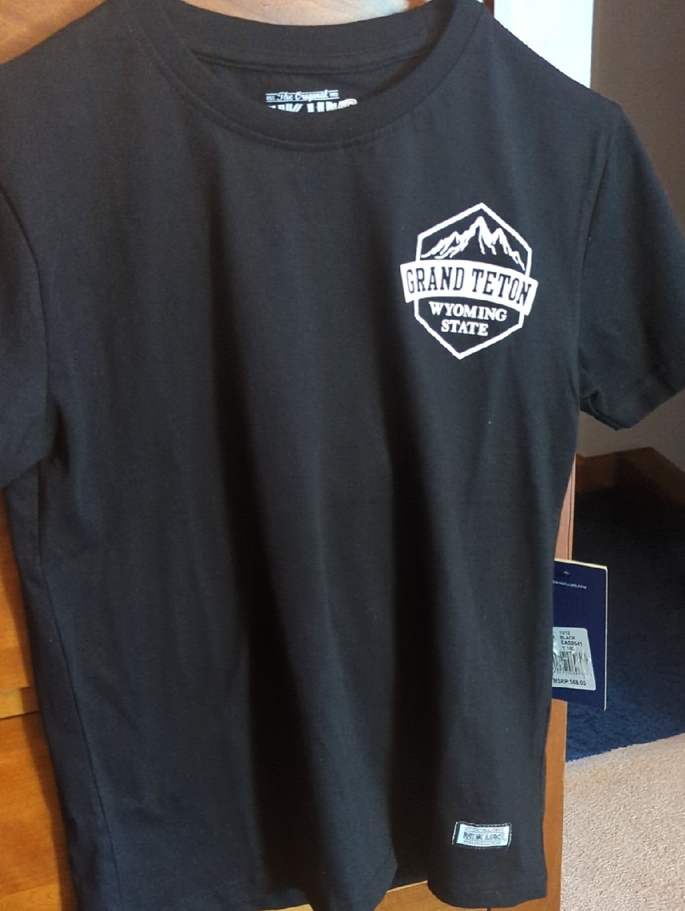 Muk Luks Black Kids T-Shirt with White Grand Teton Logo 10/12.  New